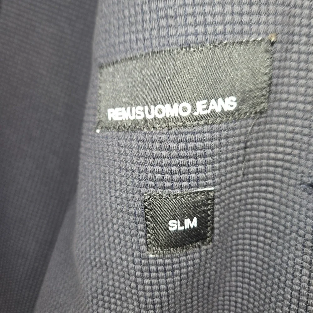 Remus Uomo Jeans Mens 40R Slim Fit Navy Textured Cotton Blend Blazer Sport Coat